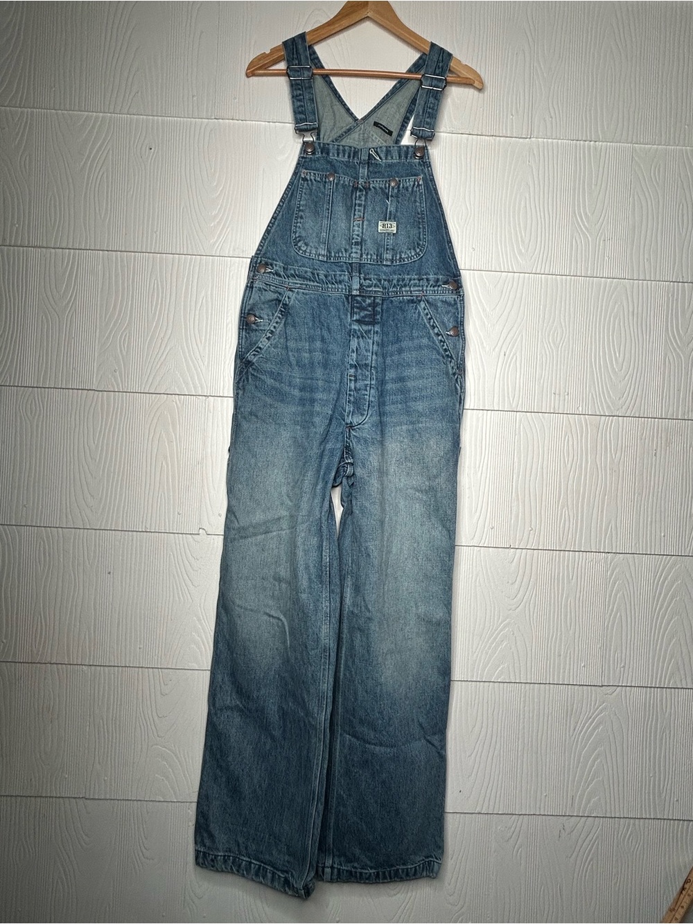 R13 Light Blue Denim Overalls